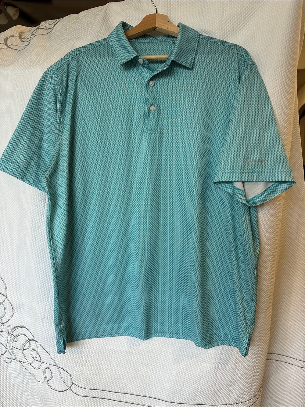 Walter Hagen Men’s Teal Geometric Performance Golf Polo Shirt L/XL